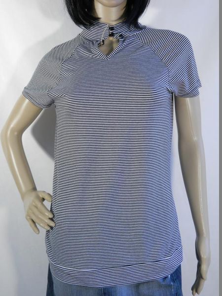 Shirt Schwarz/Weiß Gestreift, ca. Gr. 38