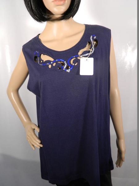 Madame Top Blau mit Verzierung am Kragen Gr. 44/46