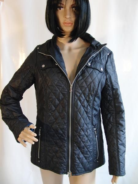 Steppjacke schwarz im Bikerstil Gr. 40