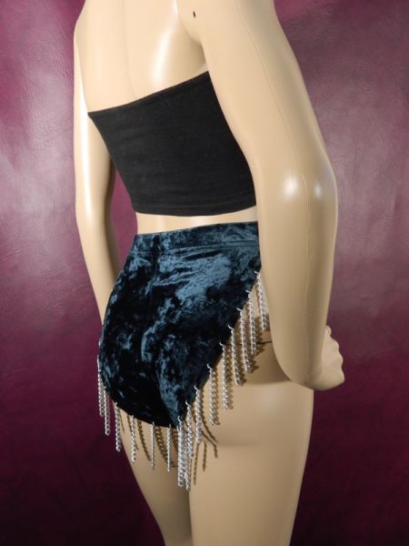 Hot-Pants, Samt/Ketten Gr. 38