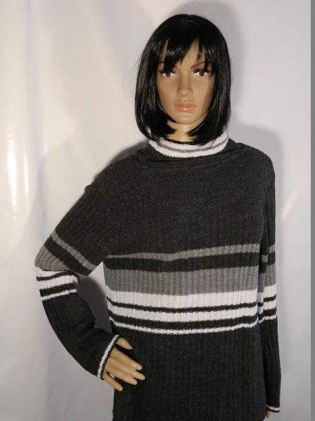 Pullover Grau Streifen Gr. 44/46