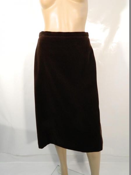 Kostüm Braun Samt Rock + Bluse Gr. 40 (2-teilig)