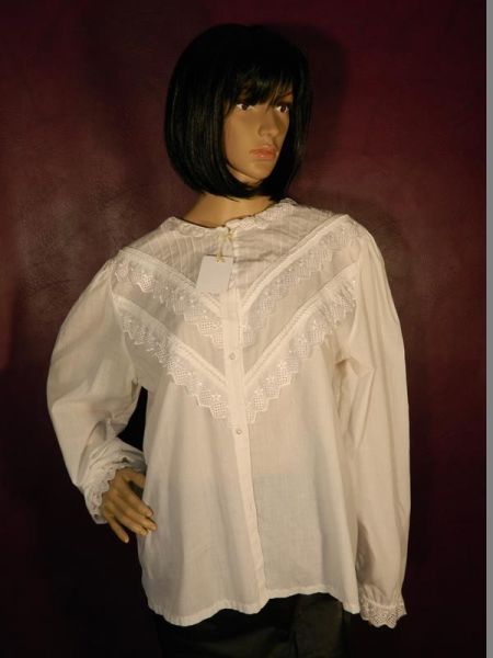 Classic Bluse Weiß mit Stick Gr. XXL