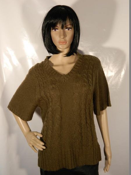 Vestino Pullover Kurzarm Strick Khaki Gr. 40