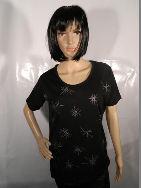 Gina Benotti Shirt Schwarz mit Silber Gr. L