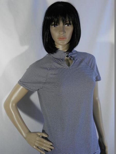 Shirt Schwarz/Weiß Gestreift, ca. Gr. 38