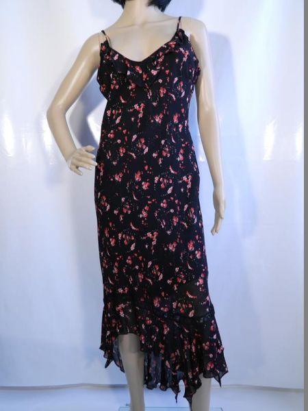 Yessica Kleid Gr. 42 Schwarz/Rot Blumenmotiv