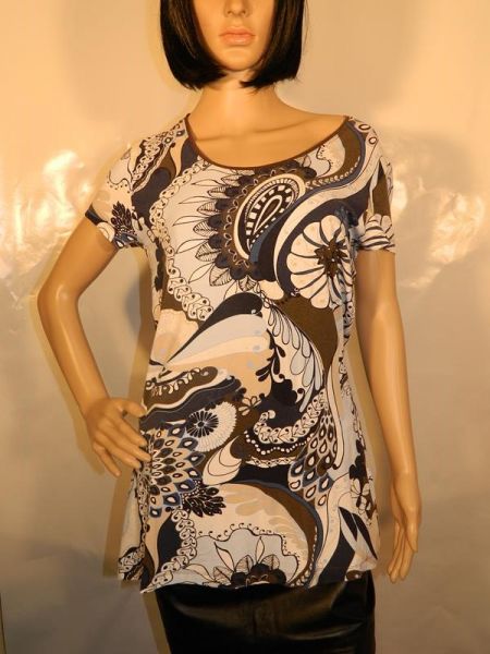 Shirt Braun-Blau Blumenmuster Gr. M