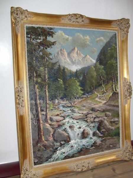 Ölgemälde Spachteltechnik Bachlauf