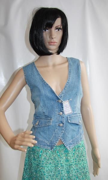 Damen Weste Stretch-Jeans Gr. S Used