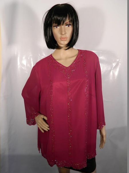 Bluse Pink mit Pailletten Gr. 48