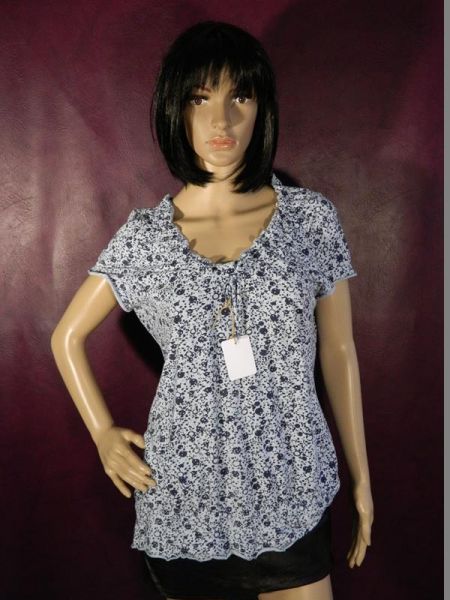 Shirt Blau mit Punktmuster Gr. M