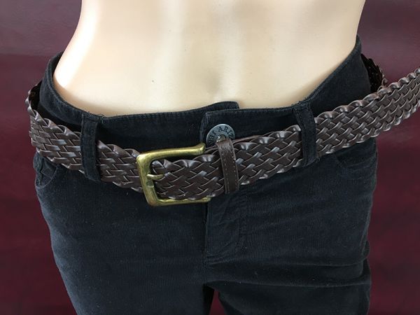 Gürtel, geflochten, braun mit Goldschnalle, ca. 95cm lang