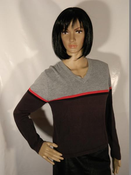 Pullover Grau Streifen Gr. 36/38