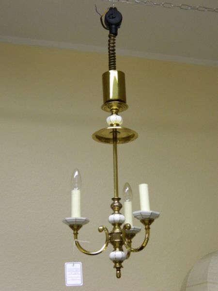 Deckenlampe, Messingdesign, 3 Leuchter