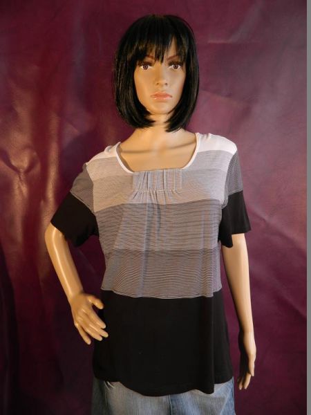 Shirt Schwarz/Weiß Gestreift, ca. Gr. 40