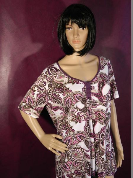 C&A Shirt Weiß/Lila Blumenmuster Gr. 48