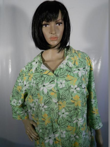 Demin&CO Sweatjacke mit Top Grün Blumenmuster Gr. XXL (2-teilig)