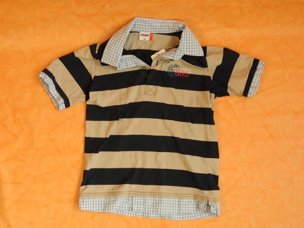 Yigga Hemd Gestreift Braun-Blau mit Blau-Weiß Gr. 158