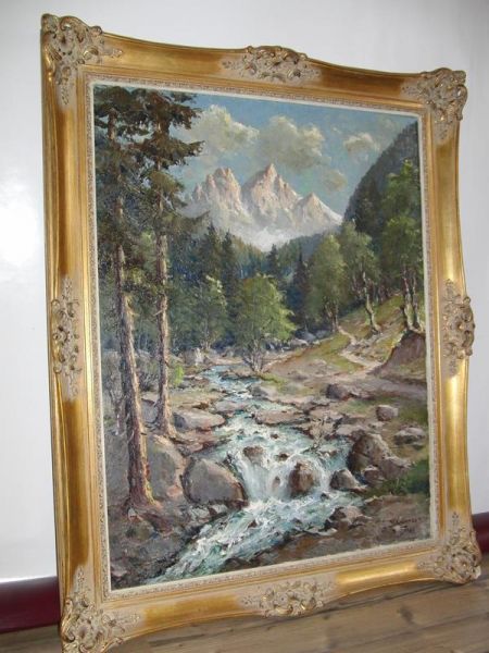 Ölgemälde Spachteltechnik Bachlauf