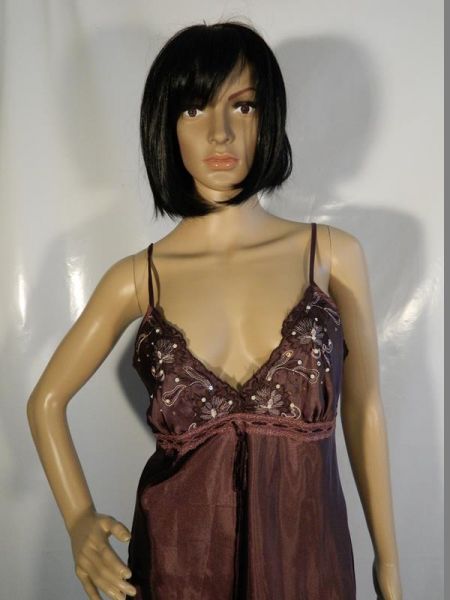 Nachthemd Satin Braun Gr. 38