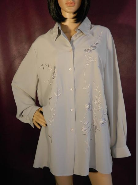 Bluse Grau Blumenmuster Gr. 46