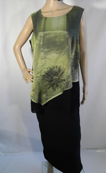 Merrytime evening Bluse mit Rock, Schwarz/Grün, Gr. M/40