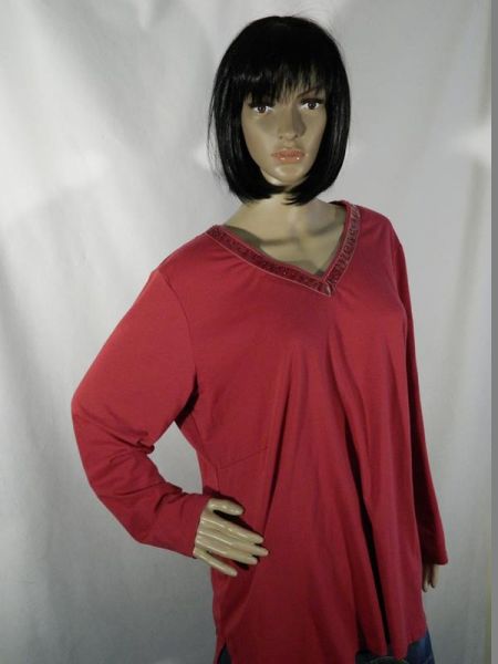 Denim & CO Sweatshirt/Sweatjacke Weinrot, Gr. XL (2-teilig)