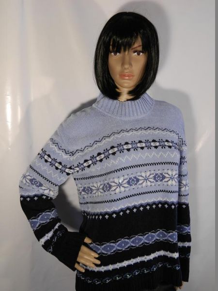 Pullover Blau Streifenmuster Gr. 36/38