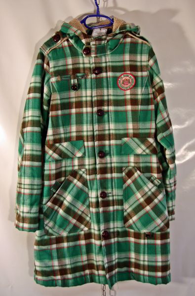 Winterjacke Gr. 36 kariert in Grün kariert mit Kapuze
