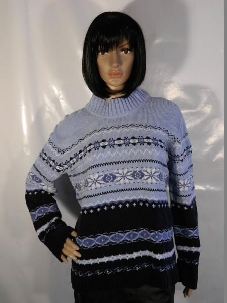 Pullover Blau Streifenmuster Gr. 36/38