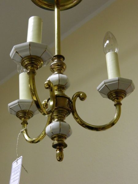 Deckenlampe, Messingdesign, 3 Leuchter