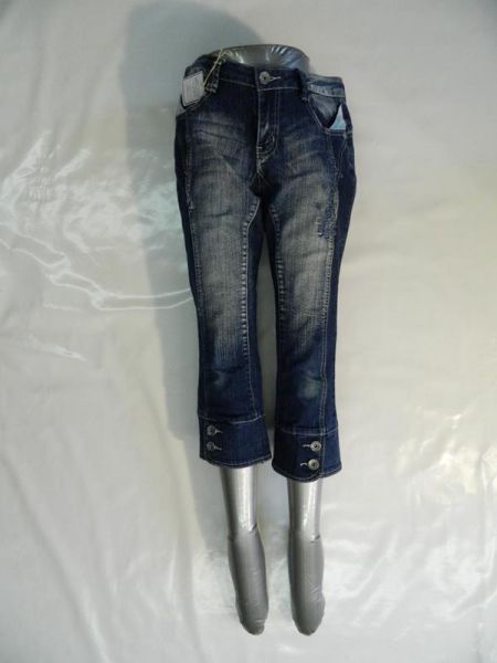 X-Mail 3/4 Jeans Blau mit Blumenverzierung Gr. 38