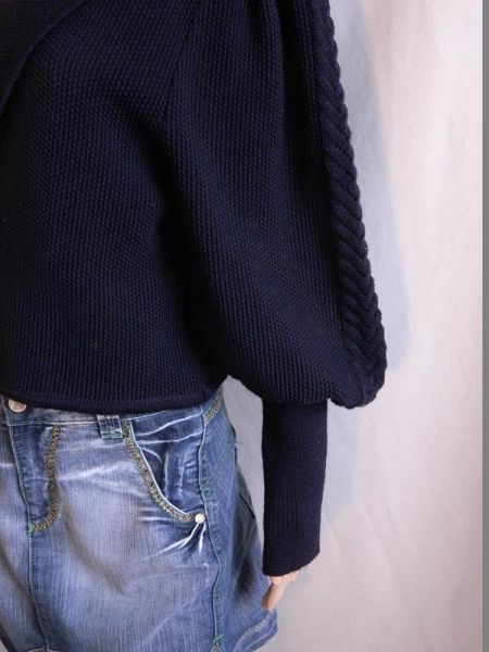 Arbero Strickjacke Dunkelblau mit Fledermaus-Ärmeln, Gr. 42