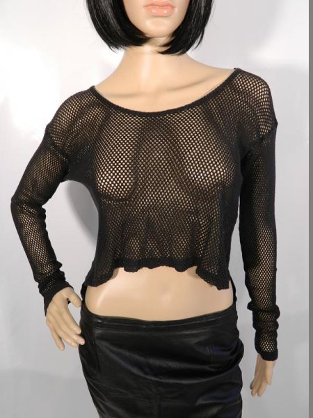 Clockhouse Netzshirt Schwarz kurz Gr. 38/40