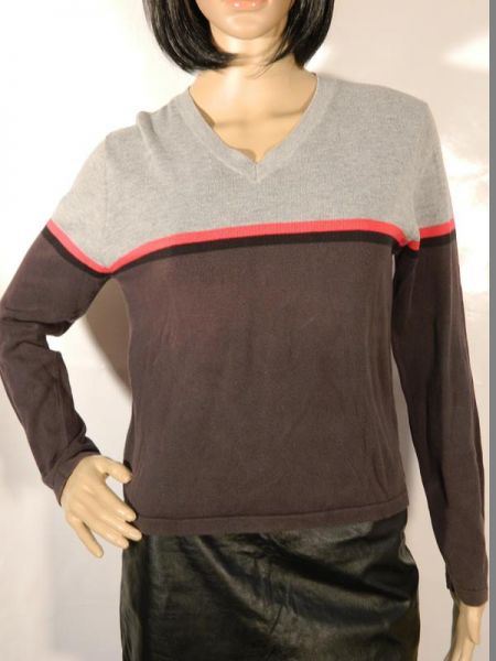 Pullover Grau Streifen Gr. 36/38