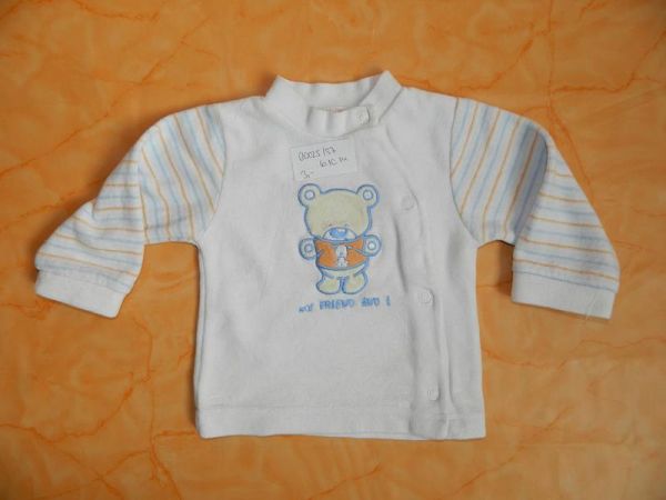 Baby Pullover Weiss Bärenmotiv Gr. 56