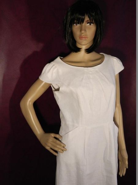 Kleid Weiß Leinen Gr. 38