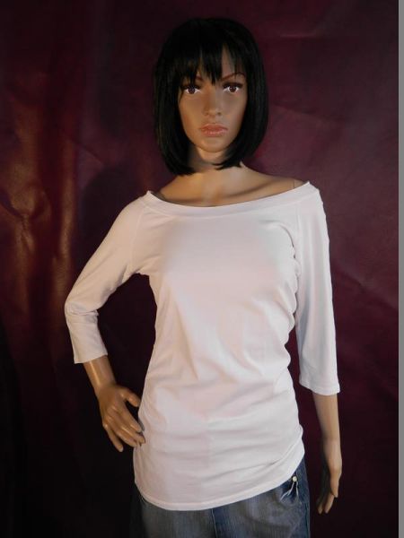 Shirt Weiß 3/4 Ärmel, Gr. 40