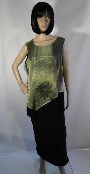 Merrytime evening Bluse mit Rock, Schwarz/Grün, Gr. M/40