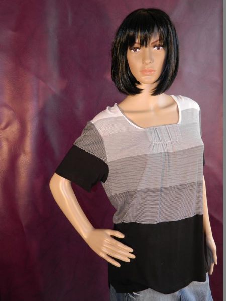 Shirt Schwarz/Weiß Gestreift, ca. Gr. 40