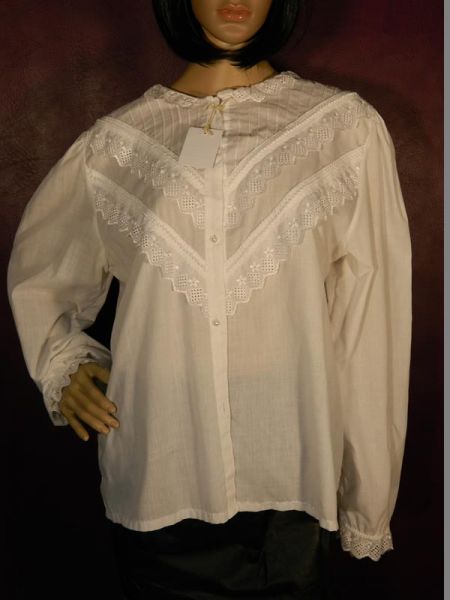 Classic Bluse Weiß mit Stick Gr. XXL