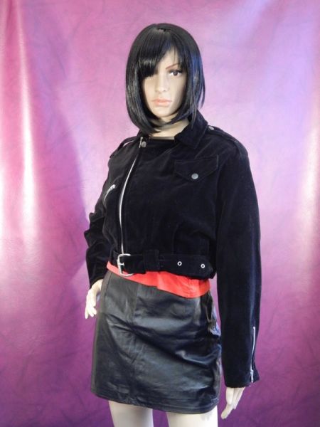 Biker-Jacke, Samt Gr. S