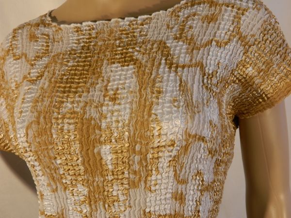 Bluse, gold/weiß, Größe: 42/44