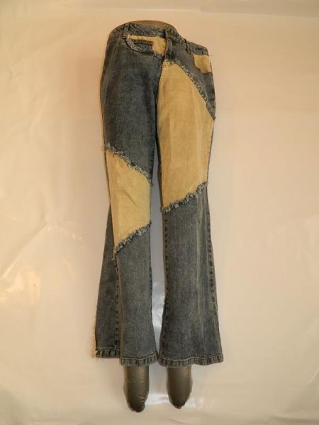Jeans Patchwork Look Blau-Beige Gr. 40