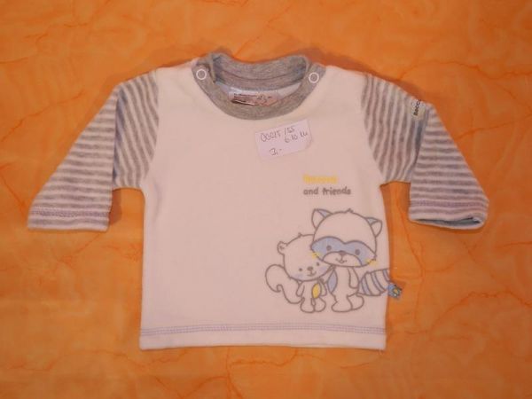 Pullover Weiß Grau "Racoon and friends" Gr. 50