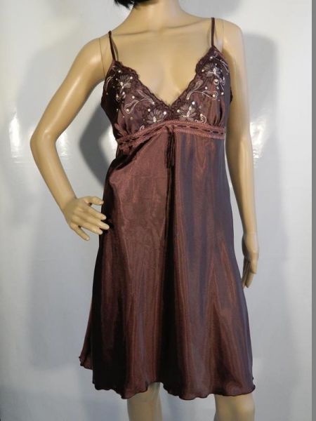 Nachthemd Satin Braun Gr. 38