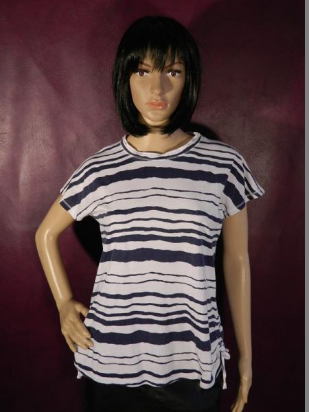 Designers T-Shirt Blau/Weiß Gestreift Gr. M