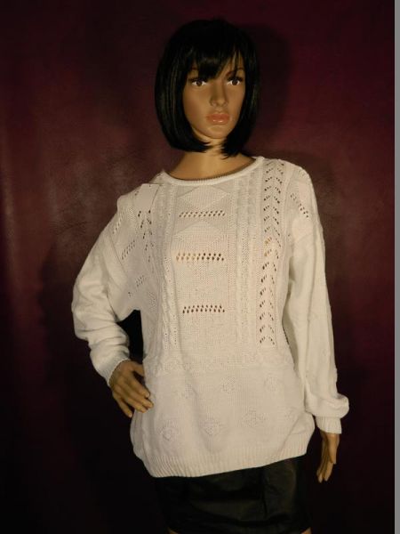 Lecomte Pullover Strick Weiß Gr. 40