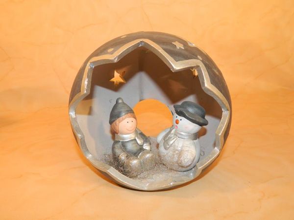 Weihnachtsdeko Kugel Silber mit Figuren
